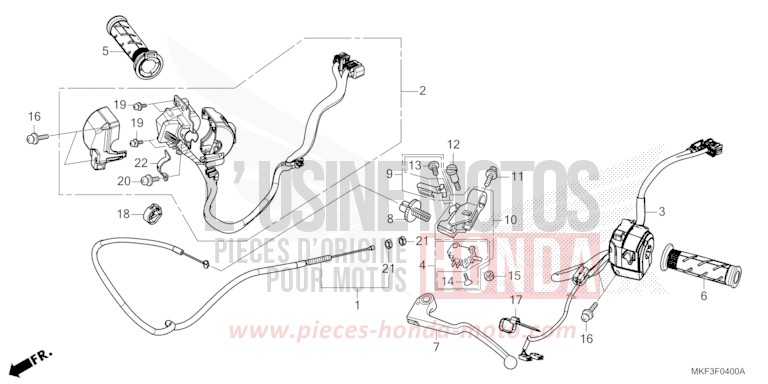 HEBELGRIFF/SCHALTER/KABEL von CBR1000RR SP SP1 SP2 VICTORY RED (R334X) von 2017